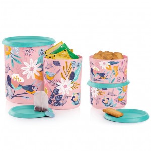 Tupperware Blushing Meadow One Touch Canister Set Candy Floss Dry Storage | 56147-EQMU