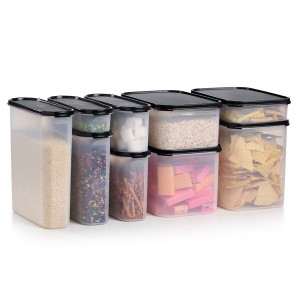 Tupperware Modular Mates Super Oval & Rectangular Set Black Dry Storage | 37456-BWZS