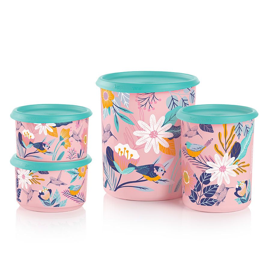 Tupperware Blushing Meadow One Touch Canister Set Candy Floss Dry Storage | 56147-EQMU