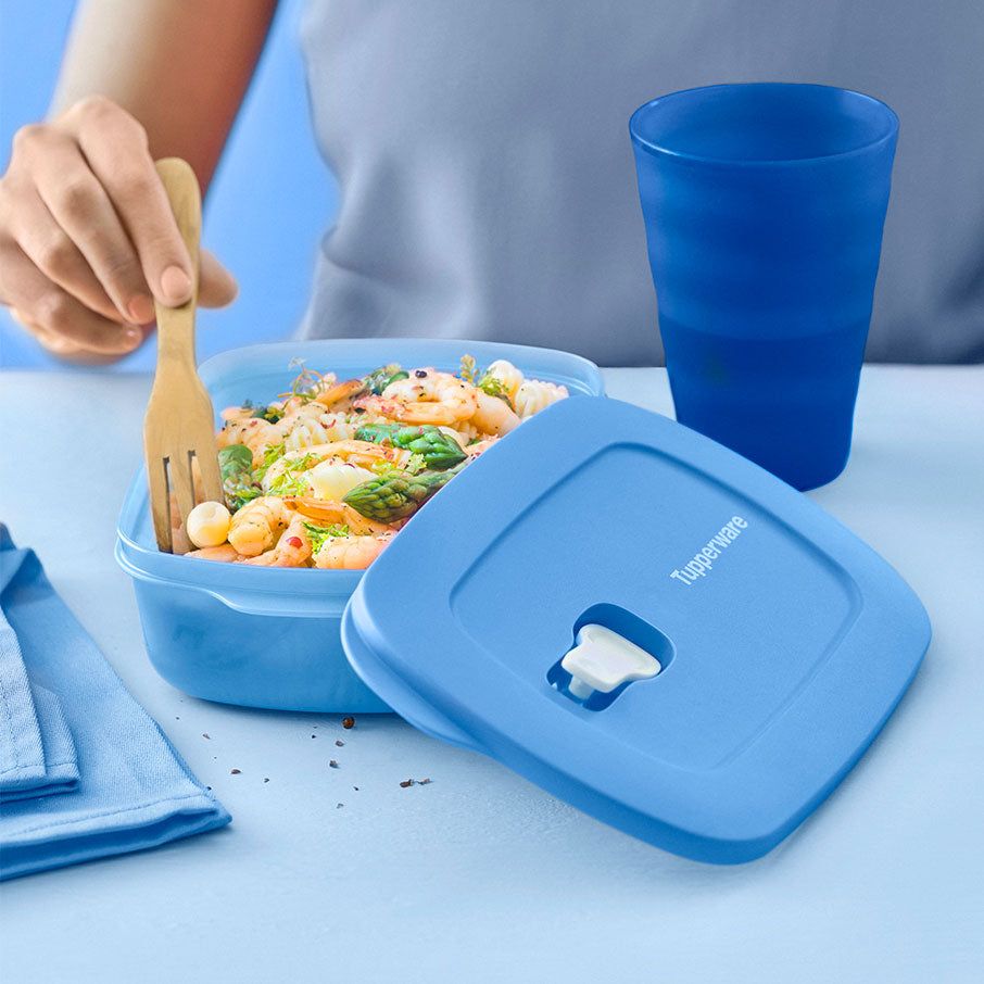 Tupperware Crystalwave Plus 4-cup/1 L Rectangular Cobalt Lunch and Snacks | 61785-CRBT