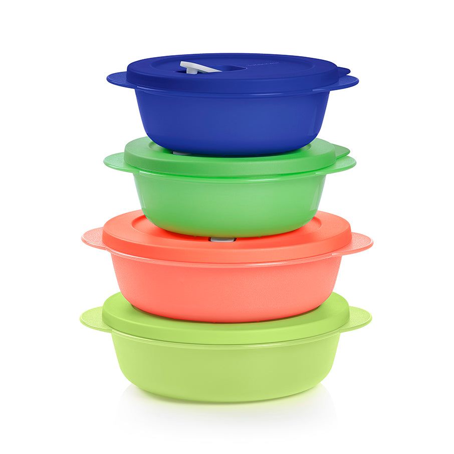 Tupperware Crystalwave Plus 4-pc. Round Set Blue Microwave Reheatable | 13792-ITFC