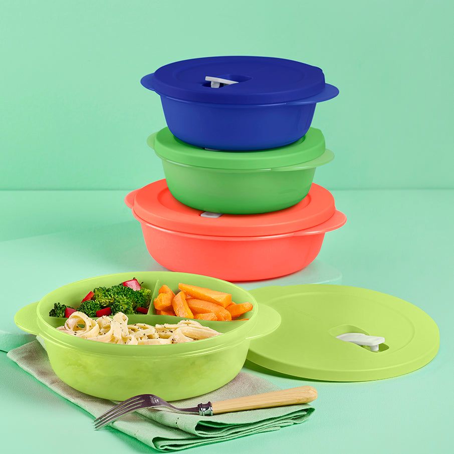 Tupperware Crystalwave Plus 4-pc. Round Set Blue Microwave Reheatable | 13792-ITFC