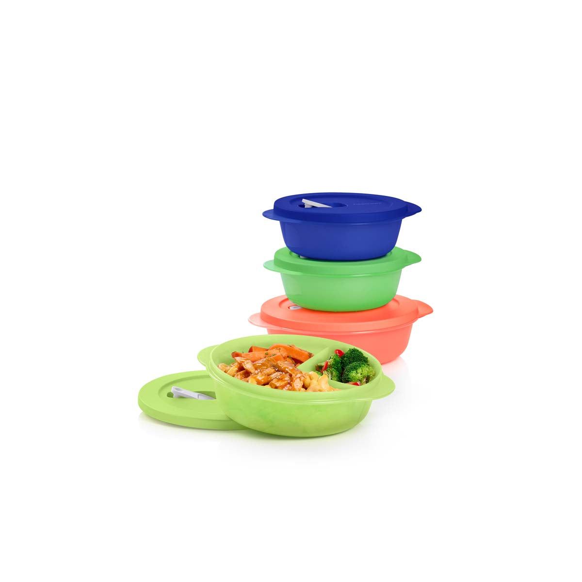 Tupperware Crystalwave Plus 4-pc. Round Set Blue Microwave Reheatable | 13792-ITFC