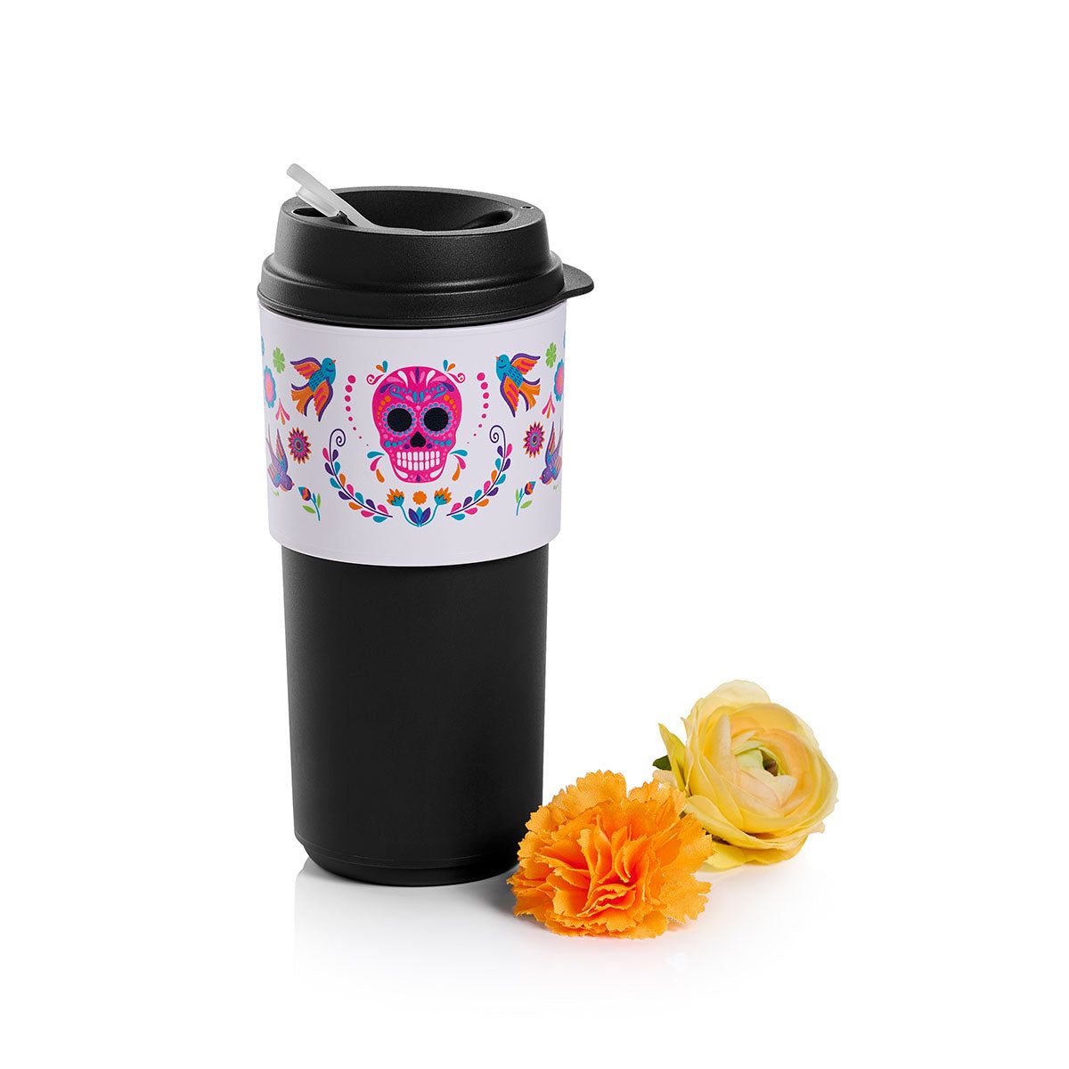 Tupperware Dia De Los Muertos Eco To-go Cup Black Thermal Drinkware | 76301-OZWM