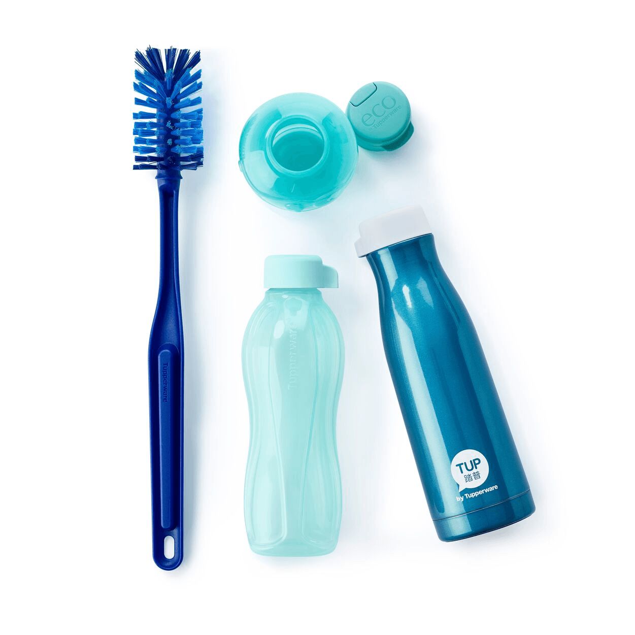 Tupperware Eco Bottle Brush Blue Waterflessen | 78319-IGQL