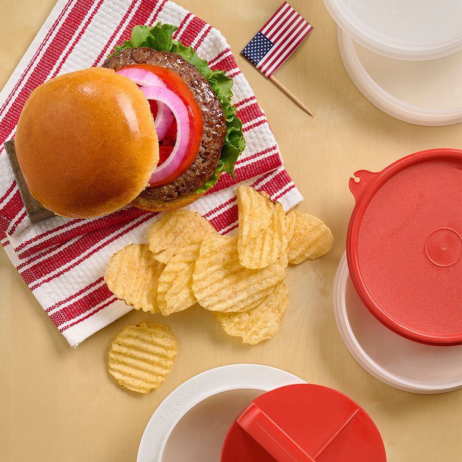 Tupperware Hamburger Press & Keepers Set Freezer Storage | 41276-XNWG