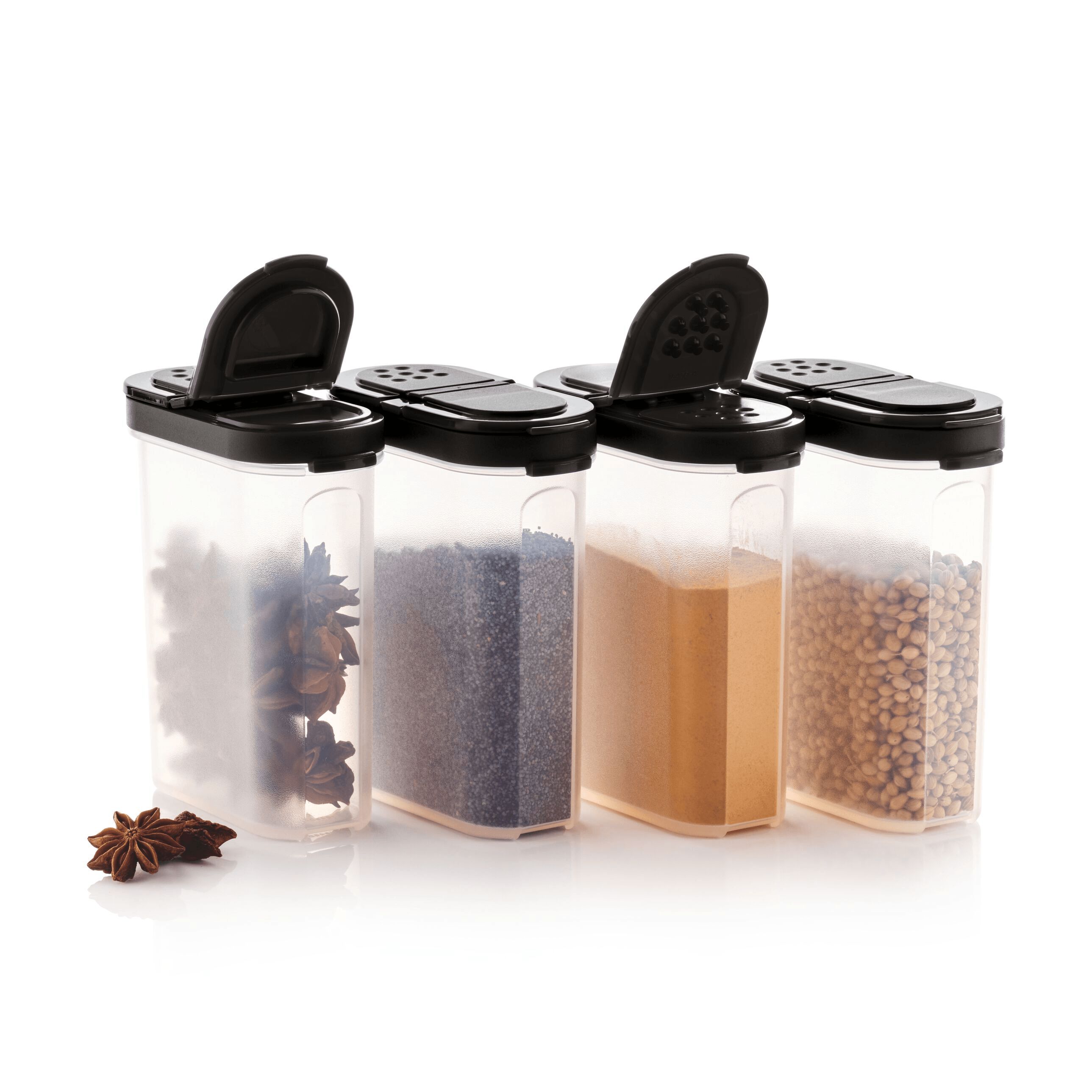 Tupperware Large Spice Shakers Black Dry Storage | 43082-MFIY