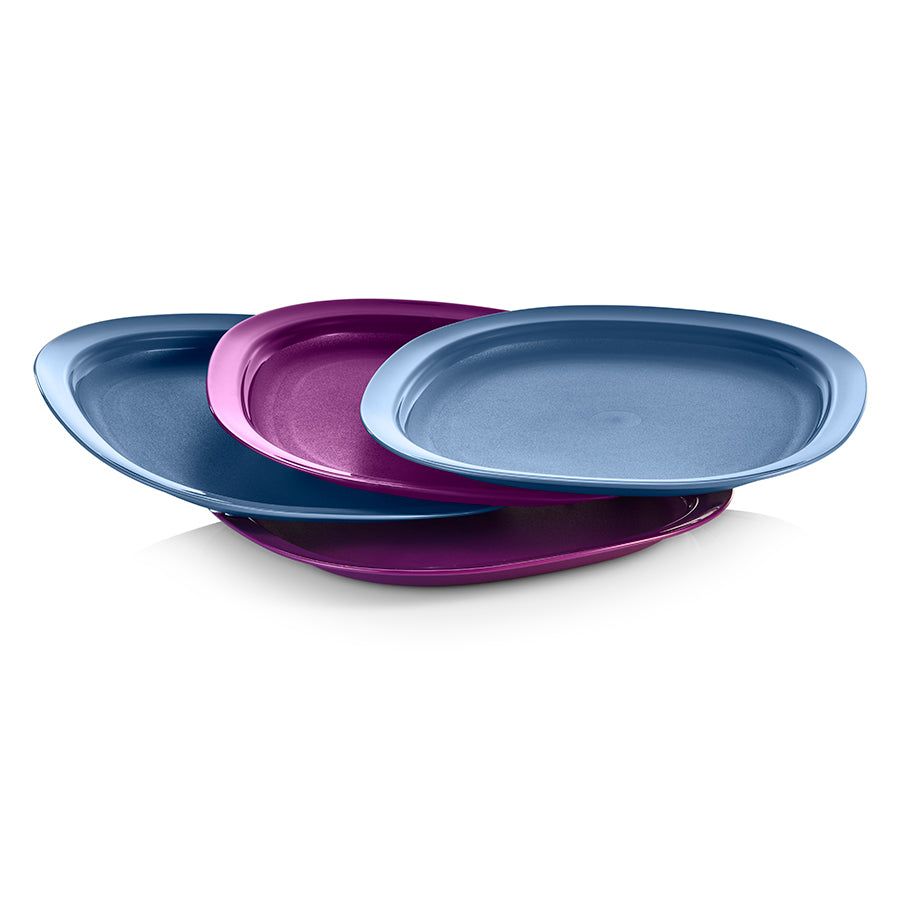 Tupperware Microwave Reheatable Luncheon Plates Blue Plates and Bowls | 51026-KTBU