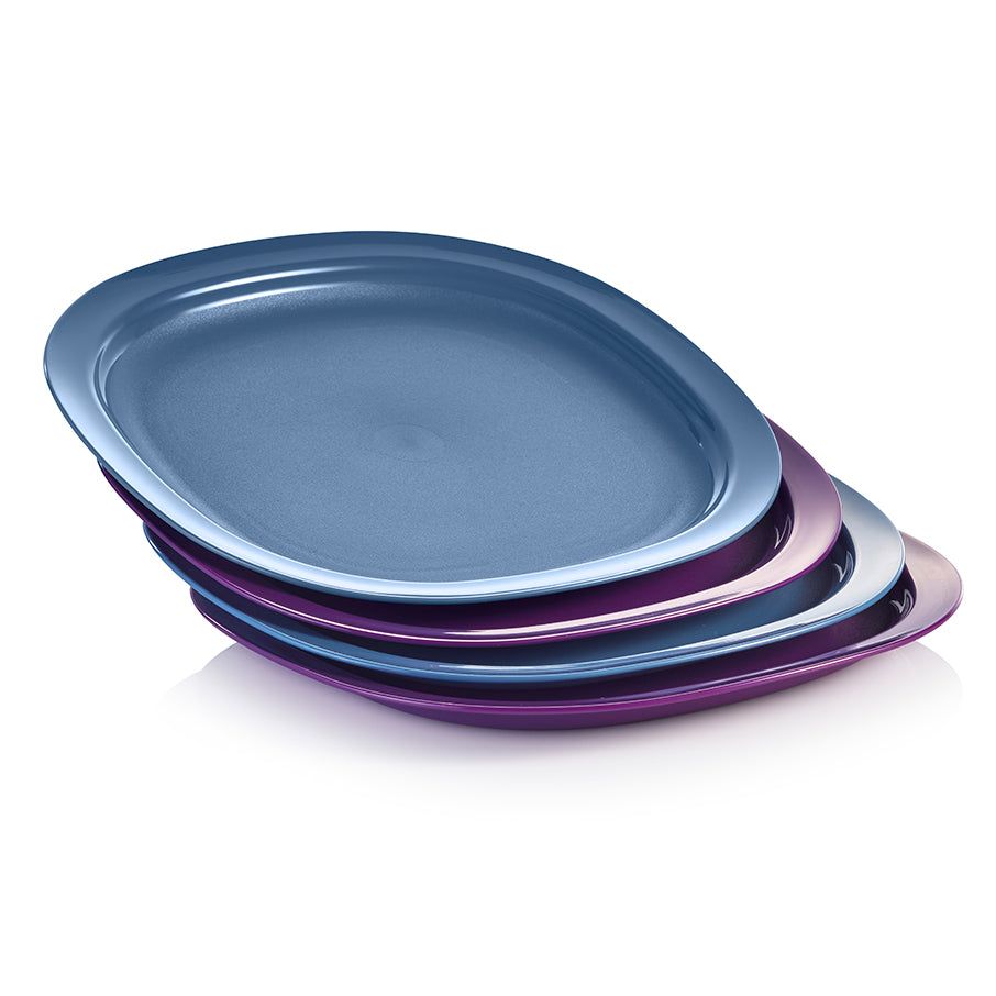 Tupperware Microwave Reheatable Luncheon Plates Blue Plates and Bowls | 51026-KTBU