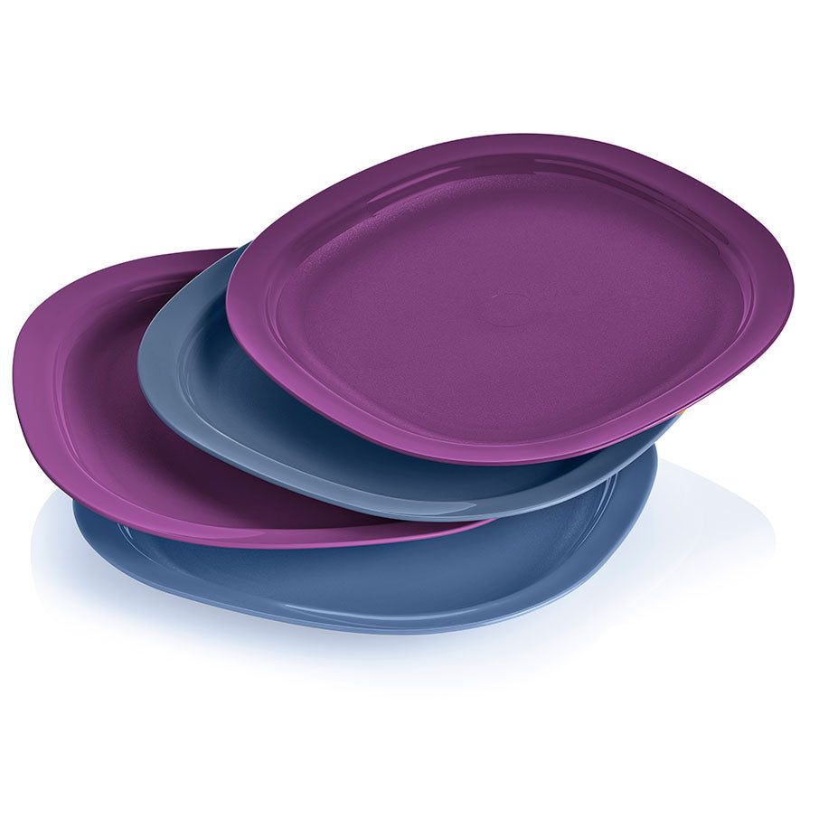 Tupperware Microwave Reheatable Luncheon Plates Blue Plates and Bowls | 51026-KTBU