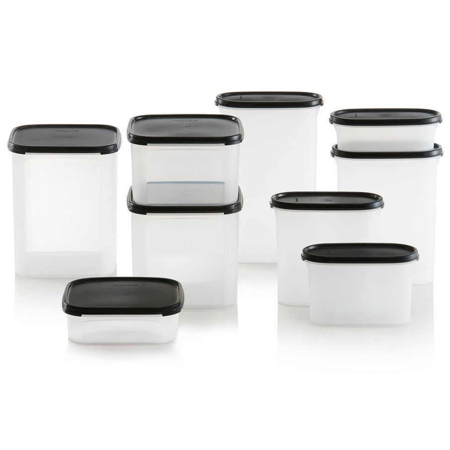 Tupperware Modular Mates Oval & Square Set Black Dry Storage | 93408-YZRU