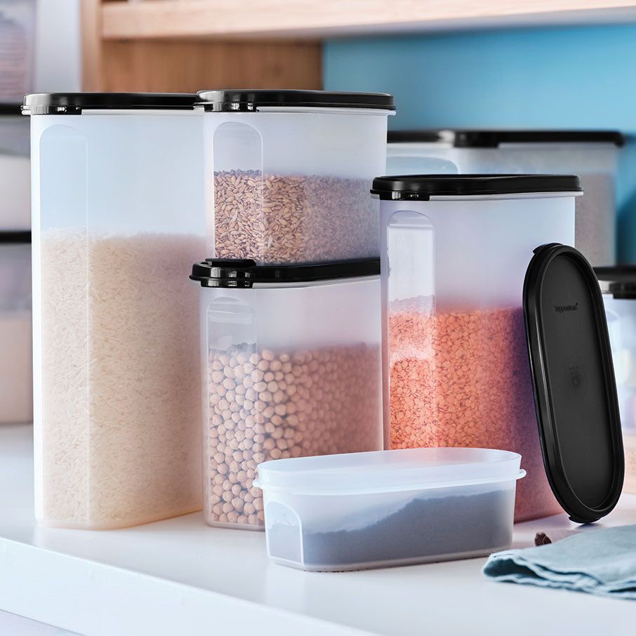 Tupperware Modular Mates Oval & Square Set Black Dry Storage | 93408-YZRU