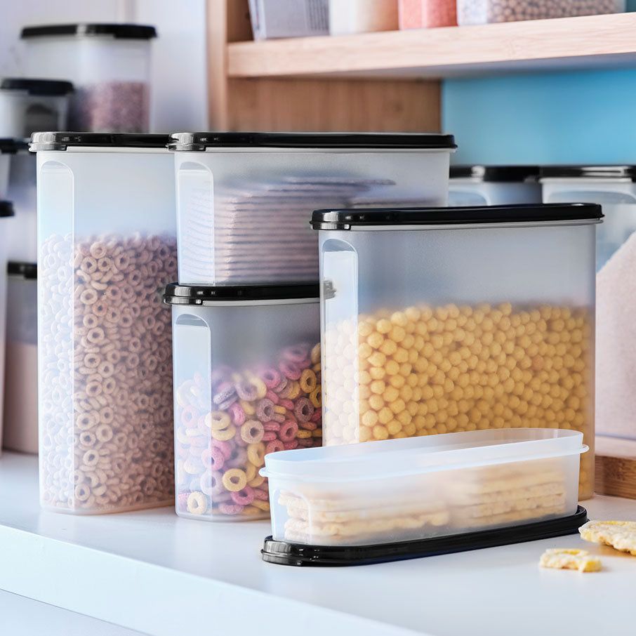 Tupperware Modular Mates Super Oval & Rectangular Set Black Dry Storage | 37456-BWZS