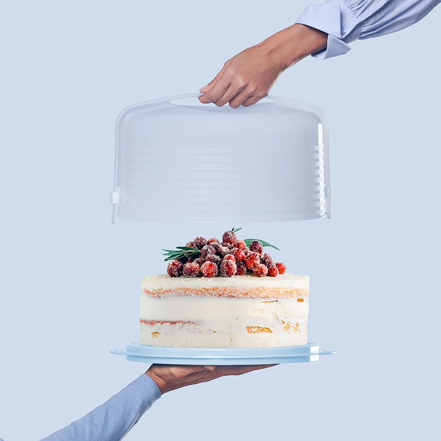 Tupperware Round Cake Taker White Baking | 02675-JREU