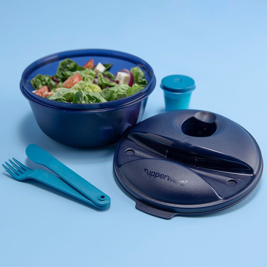 Tupperware Salad On The Go Set Peacock Lunch and Snacks | 37208-HAYJ