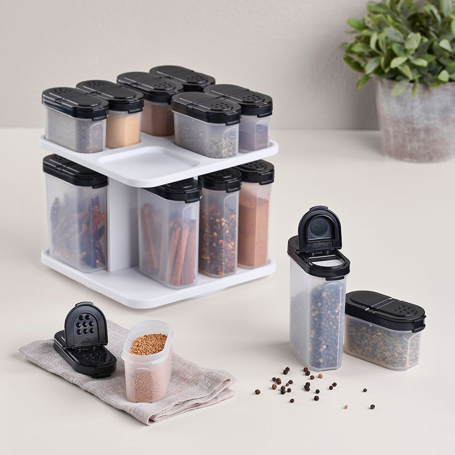 Tupperware Spice Shaker Set With Carousel Dry Storage | 89470-ABOE