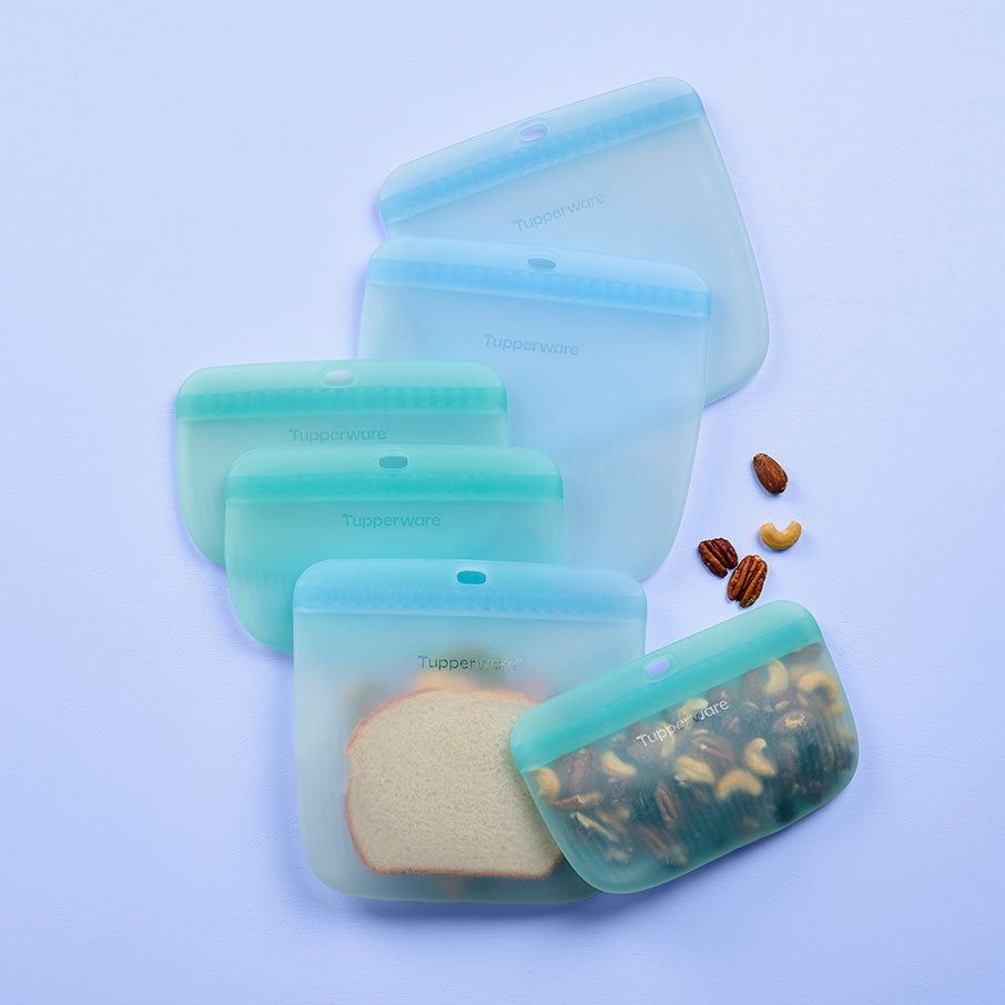 Tupperware The Ultimate Silicone Bag Slim Lunch Set Turquoise / White Lunch and Snacks | 31672-HJPI