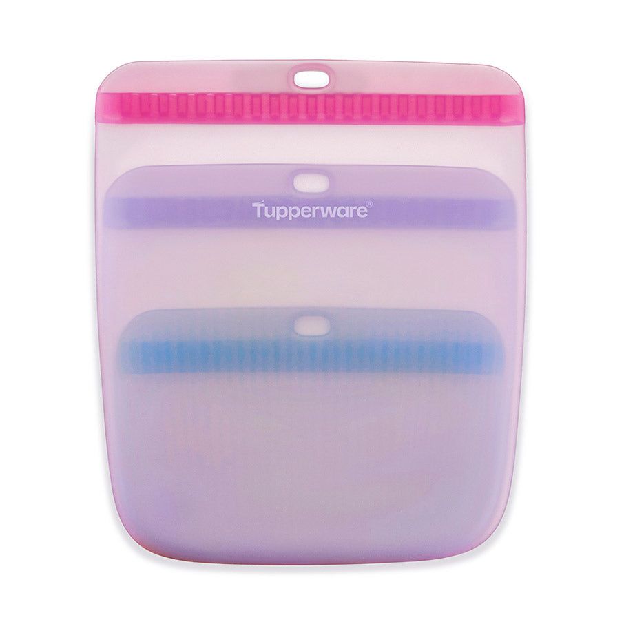 Tupperware The Ultimate Silicone Slim Bag Set Turquoise / White Freezer Storage | 61970-FJKI