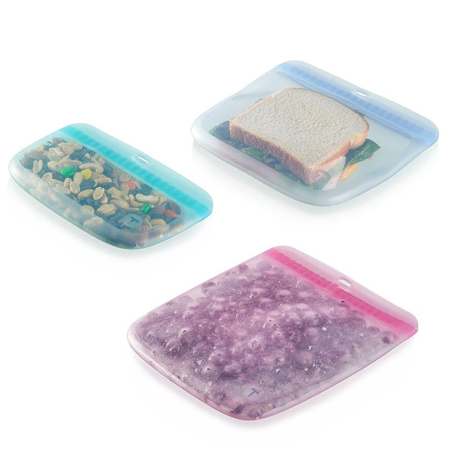 Tupperware The Ultimate Silicone Slim Bag Set Turquoise / White Freezer Storage | 61970-FJKI