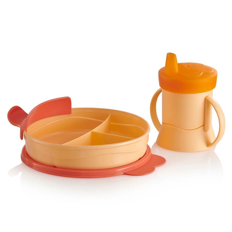 Tupperware Tupperkids Feeding Set Coral / Orange Plates and Bowls | 63049-NVKZ