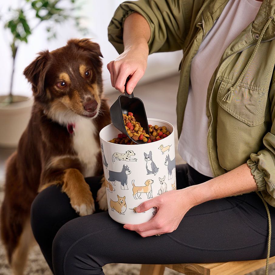 Tupperware Tupperpets One Touch Canister & Scoop Set/Pawsome Pups Black / White Dry Storage | 85473-XIRC