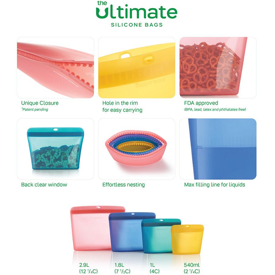 Tupperware Ultimate Silicone Stand-up Bag X-large Lunch and Snacks | 79680-ODGC