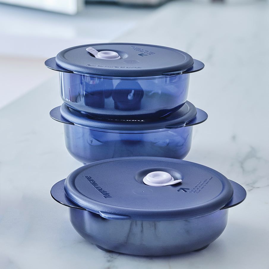 Tupperware Vent 'N Serve 3-pc. Small Round Set Nocturnal Sea Freezer Storage | 31428-EUVL